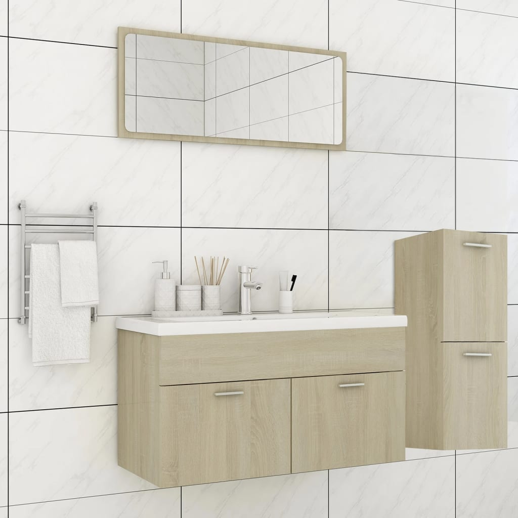 Bathroom Furniture Set Sonoma Oak Engineered Wood