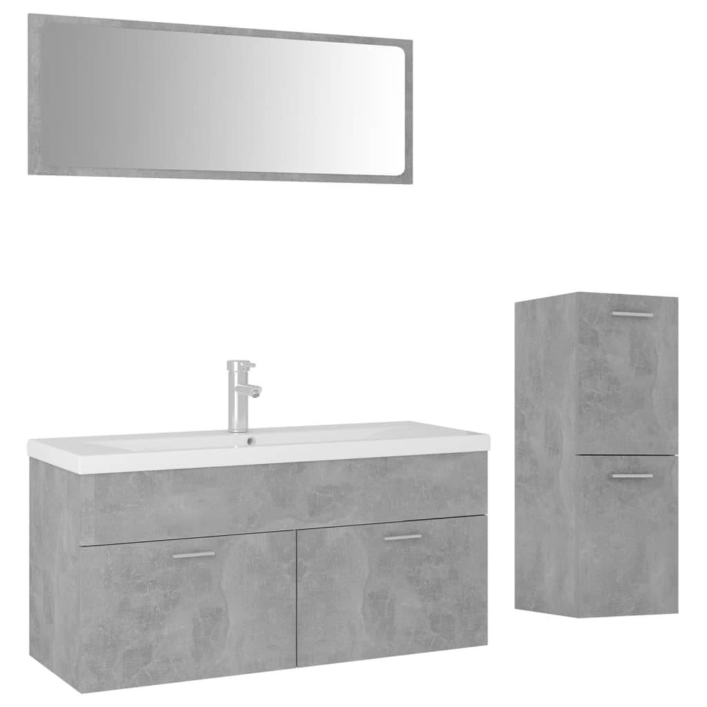 Bathroom Furniture Set Concrete Grey Engineered Wood