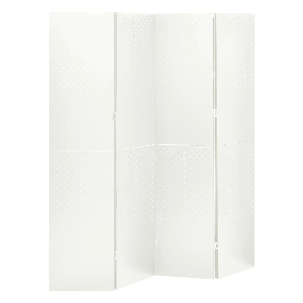 4-Panel Room Dividers 2 pcs White 160x180 cm Steel