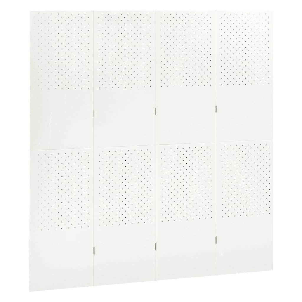 4-Panel Room Dividers 2 pcs White 160x180 cm Steel