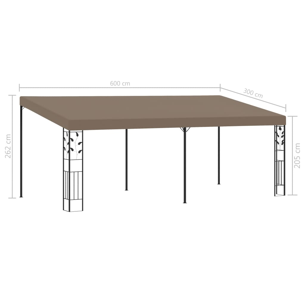 Wall-mounted Gazebo 6x3x2.5 m Taupe