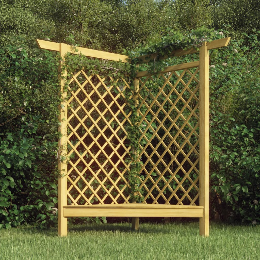 Corner Pergola with Bench 166x81x174 cm Impregnated Pinewood