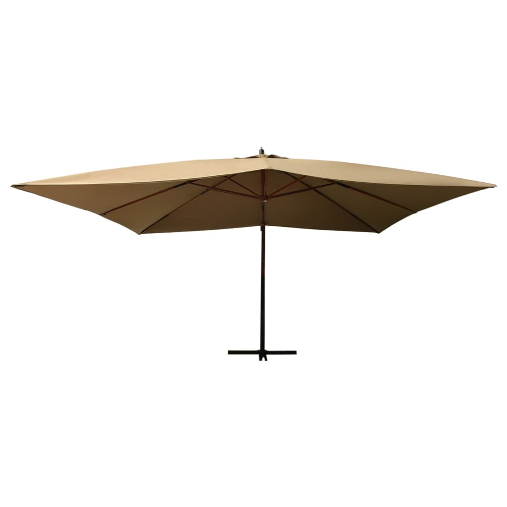 Cantilever Umbrella with Wooden Pole 400x300 cm Taupe