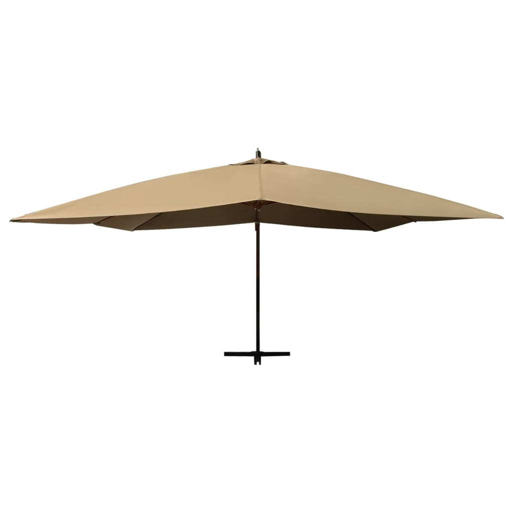 Cantilever Umbrella with Wooden Pole 400x300 cm Taupe