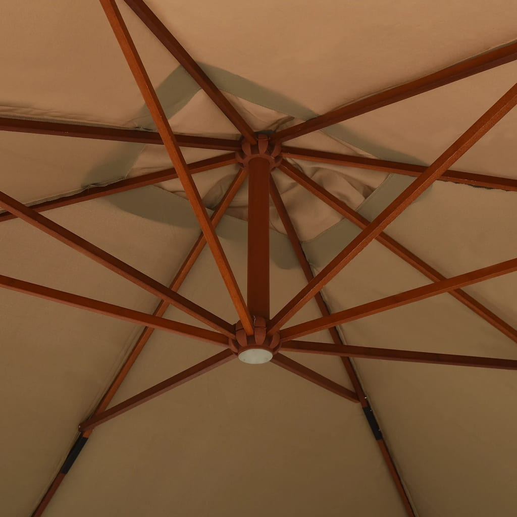 Cantilever Umbrella with Wooden Pole 400x300 cm Taupe