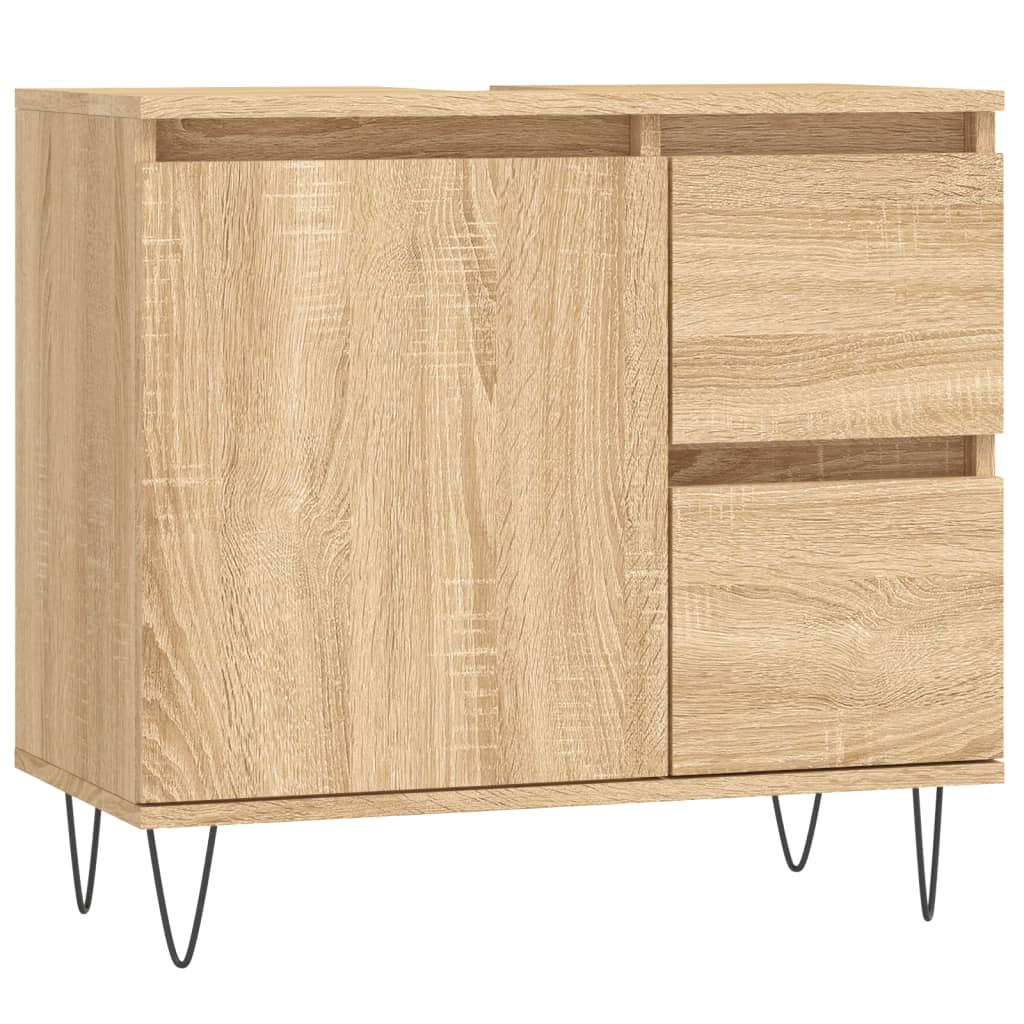 3 Piece Bathroom Furniture Set Sonoma Oak Engineered Wood
