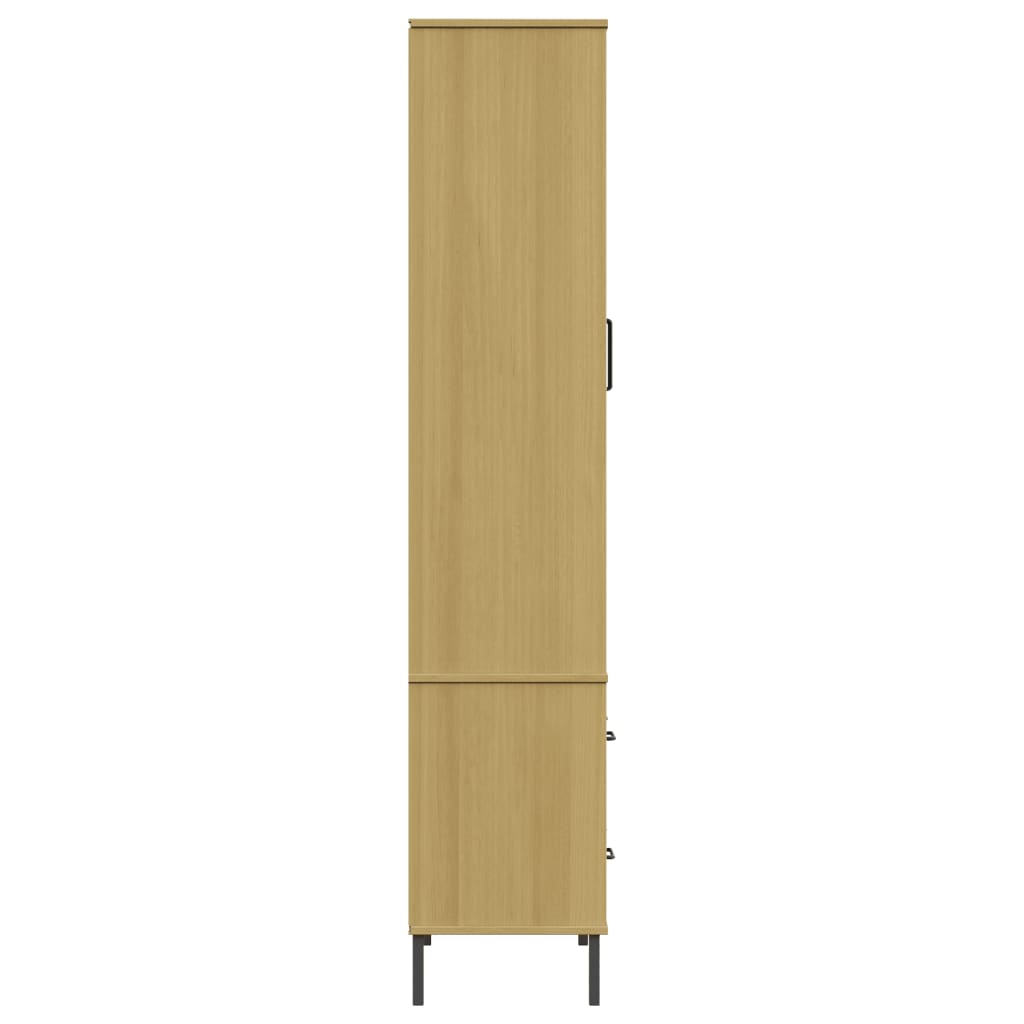 Bookcase with Metal Legs Brown 85x35x172.5 cm Solid Wood OSLO