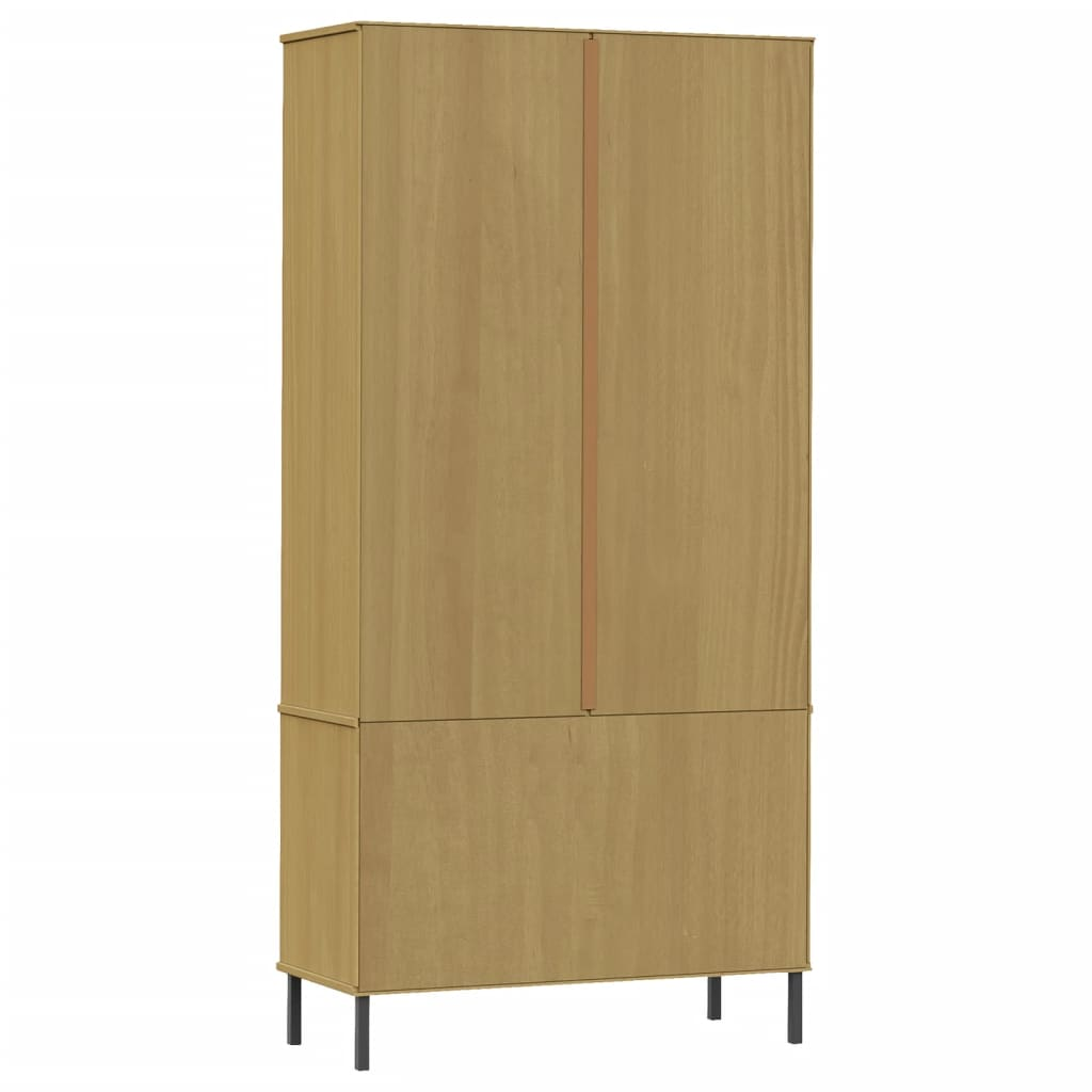 Bookcase with Metal Legs Brown 85x35x172.5 cm Solid Wood OSLO