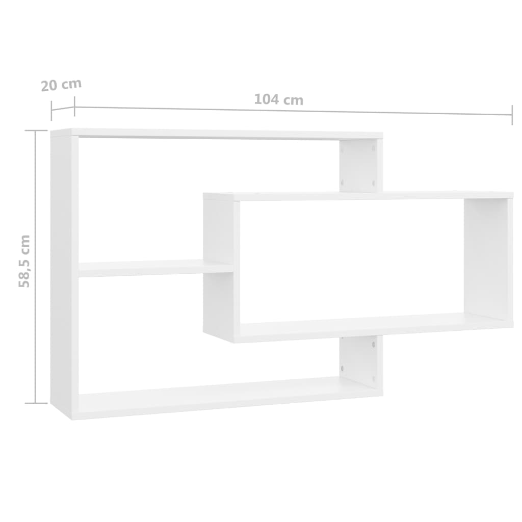 Wall Shelf White 104x20x58.5 cm Engineered Wood