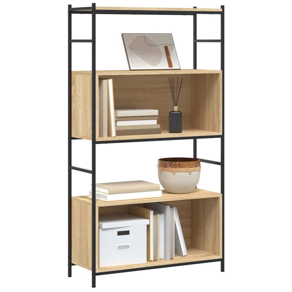 Bookshelf Sonoma Oak 80x30x145.5 cm Engineered Wood and Iron