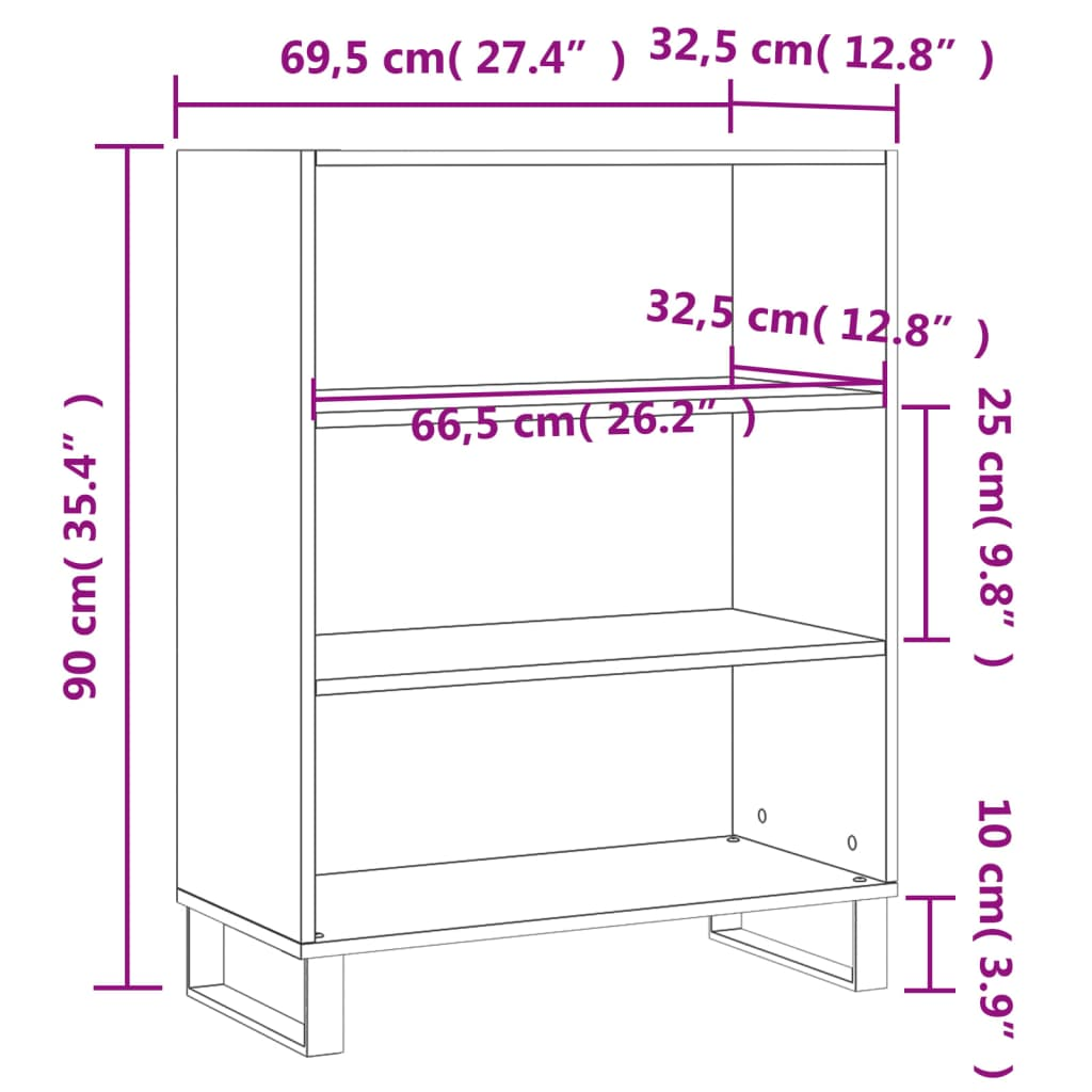 Shelf Cabinet Brown Oak 69.5x32.5x90 cm Engineered Wood