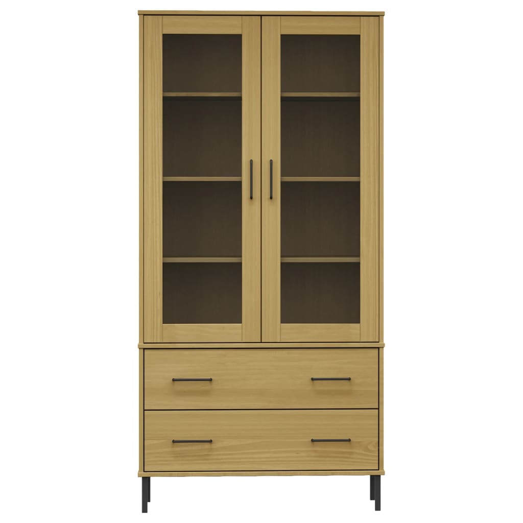 Bookcase with Metal Legs Brown 85x35x172.5 cm Solid Wood OSLO