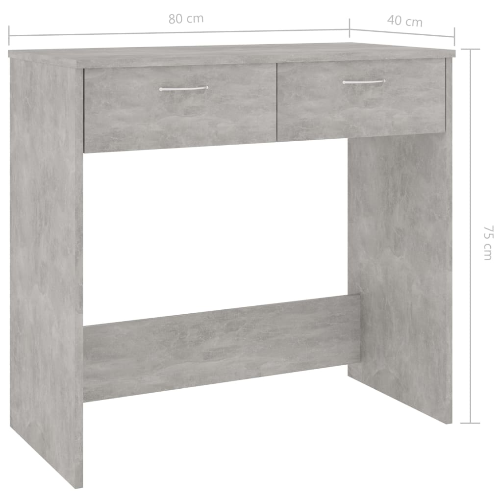 Desk Concrete Grey 80x40x75 cm Engineered Wood