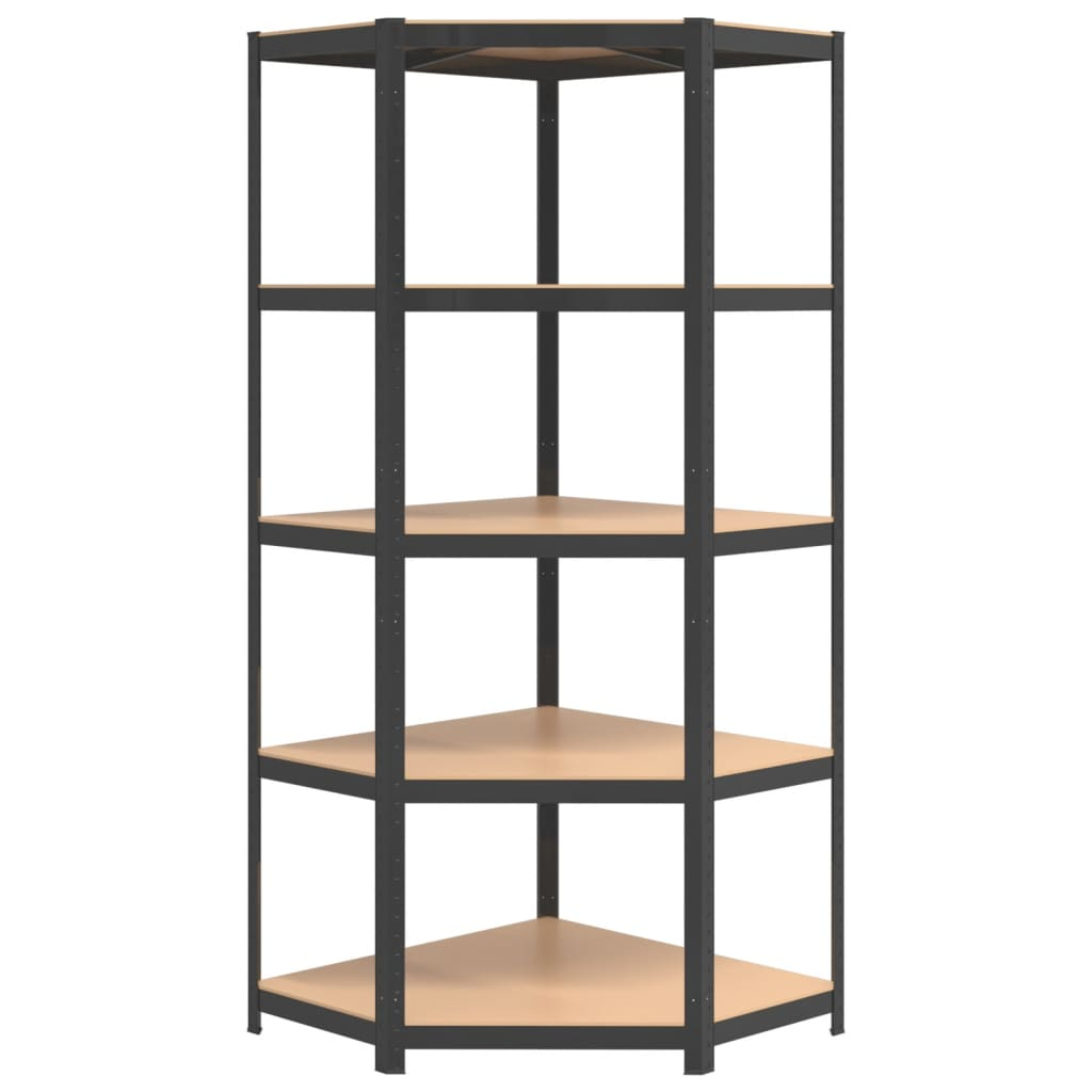 5-Layer Corner Shelf Anthracite Steel&Engineered Wood