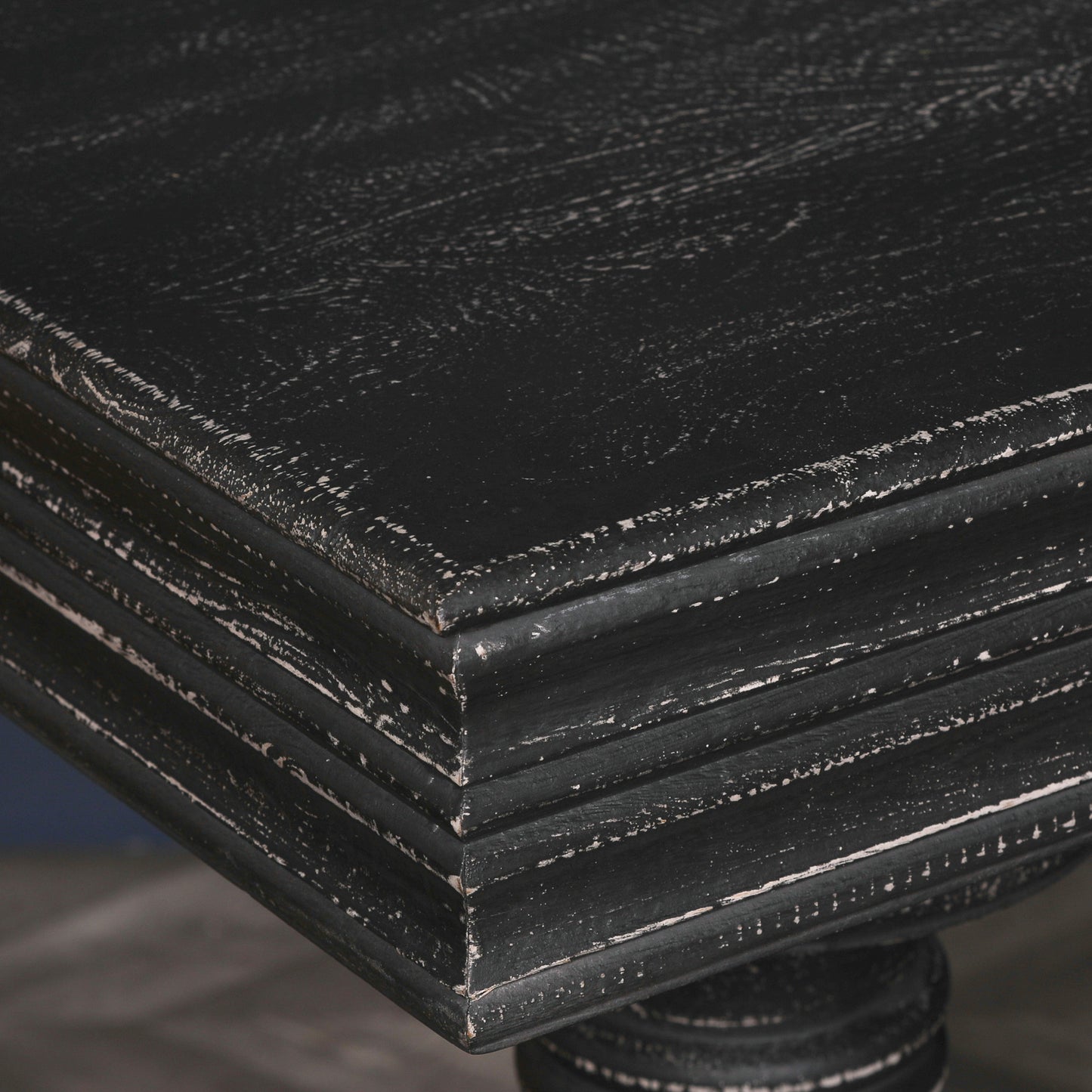 ֎180cm Black Distressed Console Table with Drawers