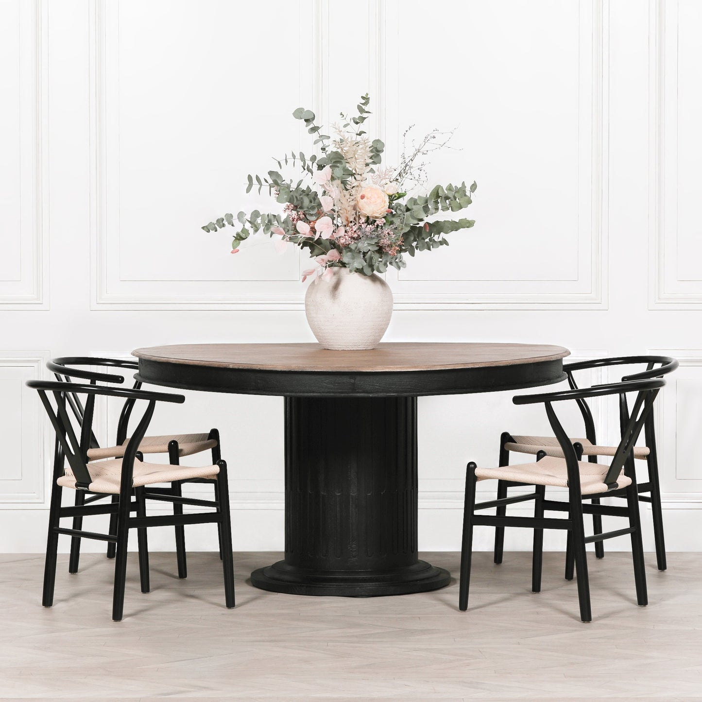 ֎Wishbone Black Painted Wooden Dining Chair