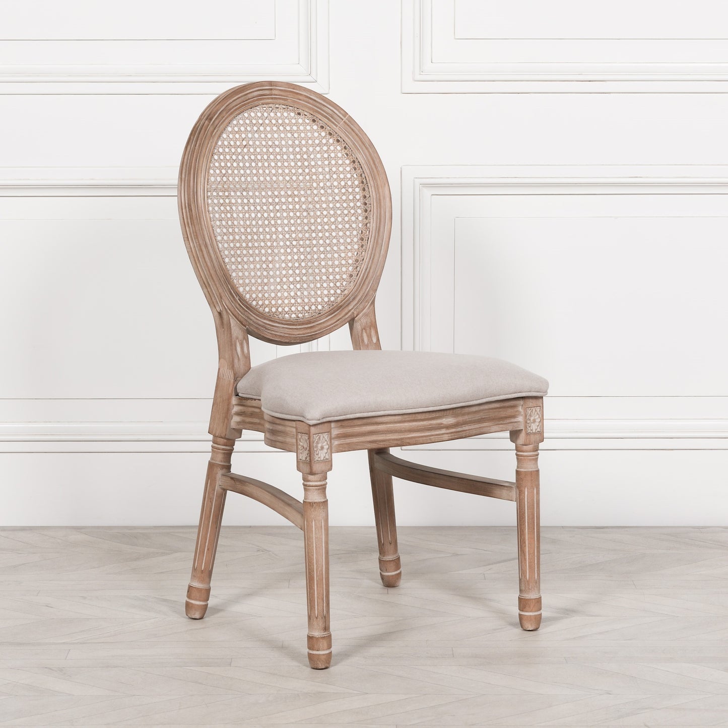 ֎Wooden Louis Upholstered Dining Chair