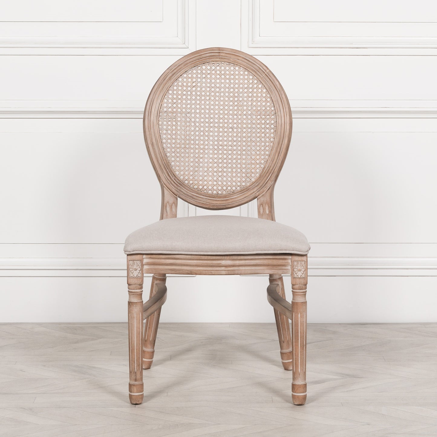 ֎Wooden Louis Upholstered Dining Chair