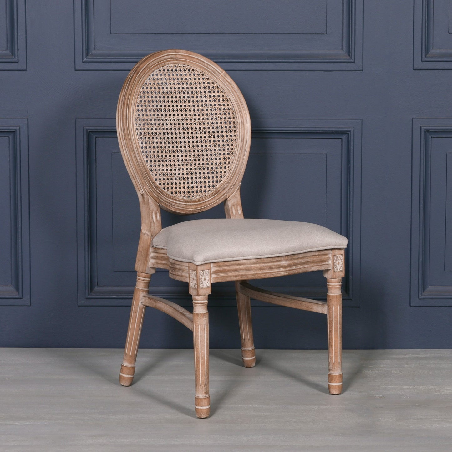 ֎Wooden Louis Upholstered Dining Chair