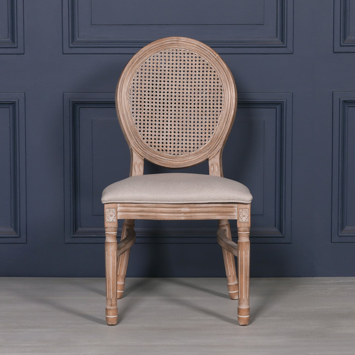 ֎Wooden Louis Upholstered Dining Chair