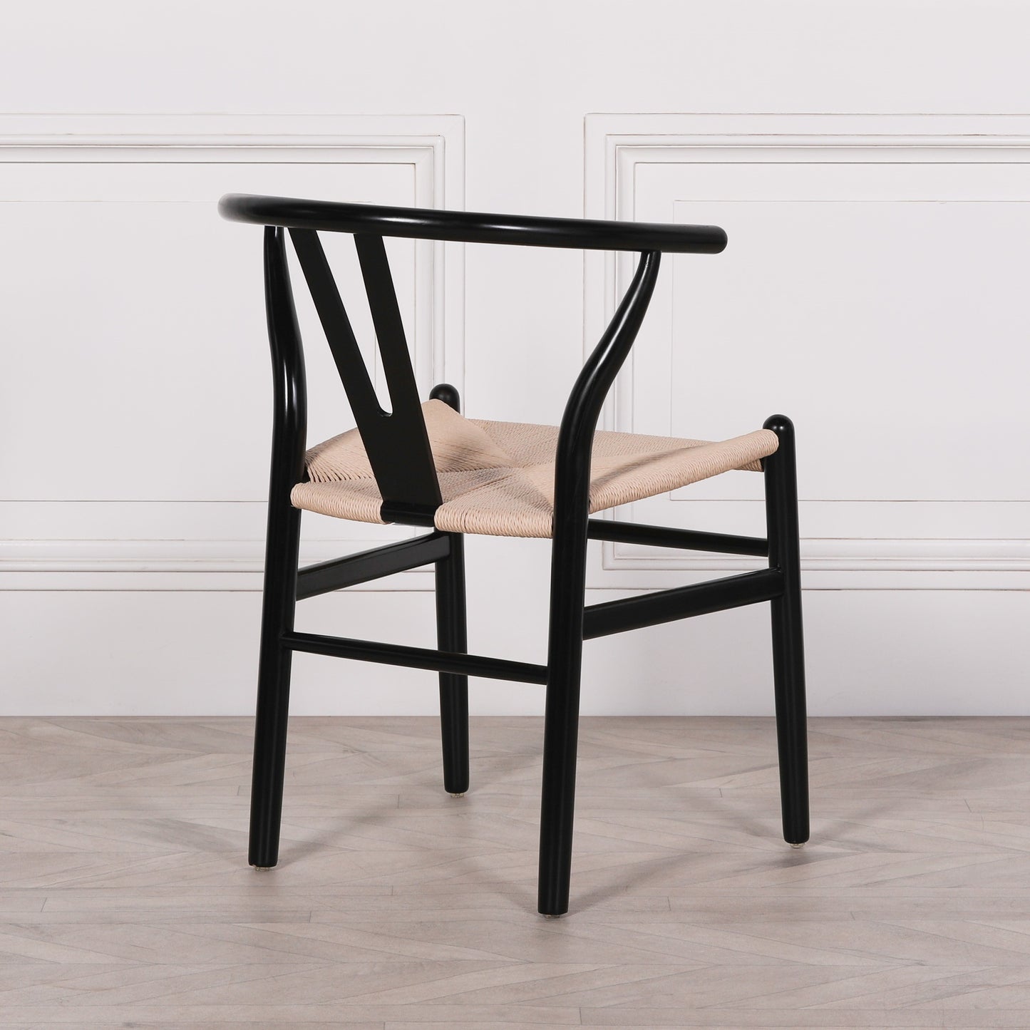 ֎Wishbone Black Painted Wooden Dining Chair