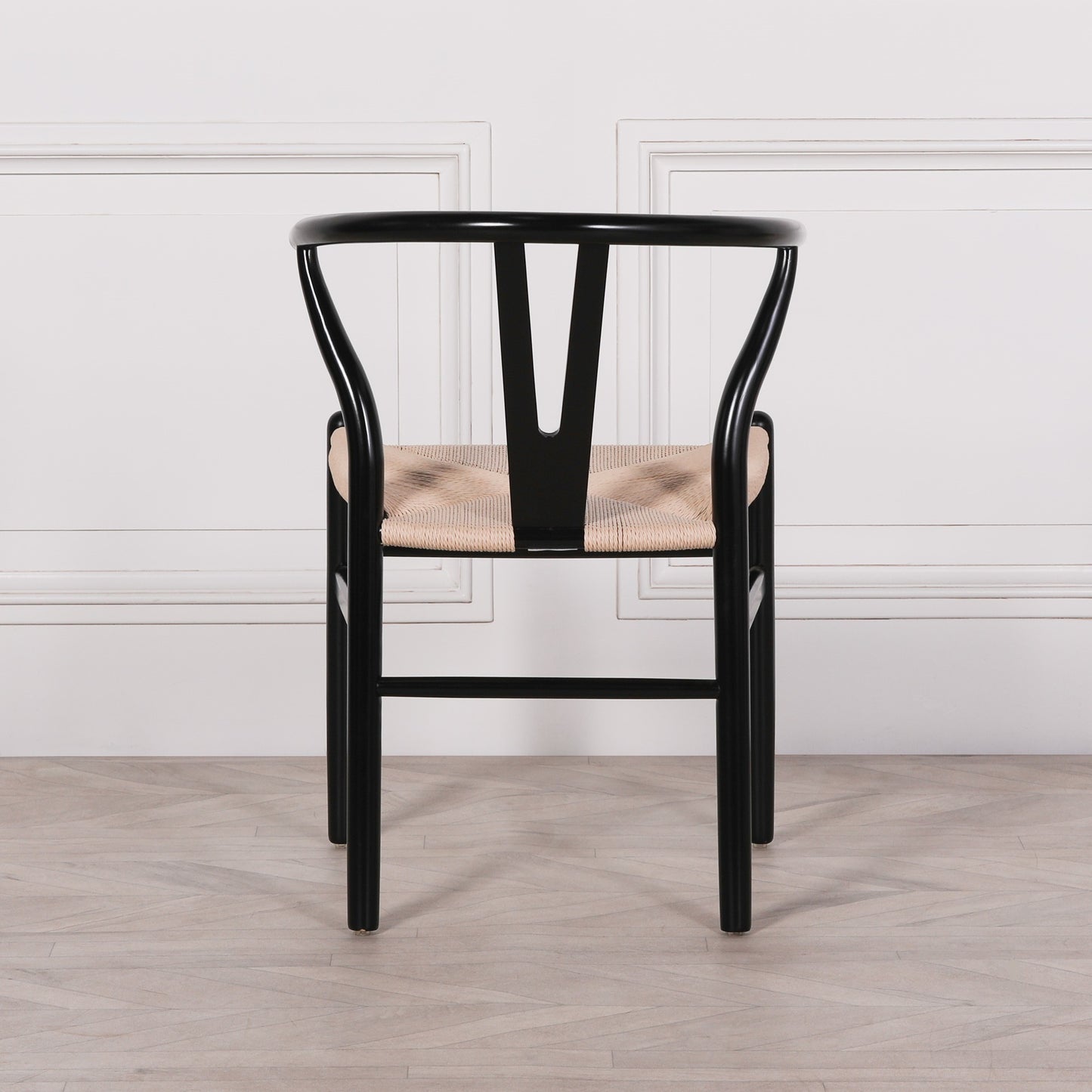 ֎Wishbone Black Painted Wooden Dining Chair