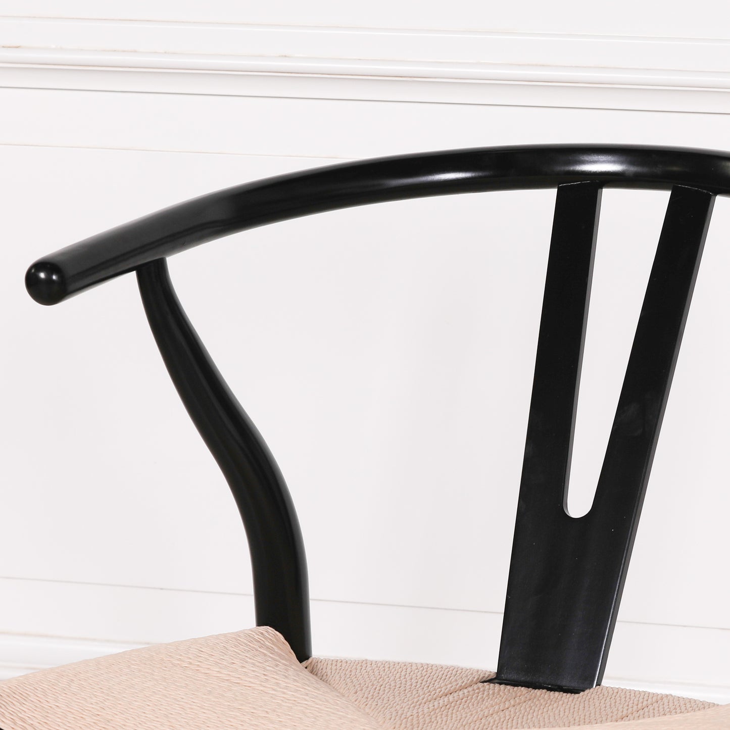 ֎Wishbone Black Painted Wooden Dining Chair