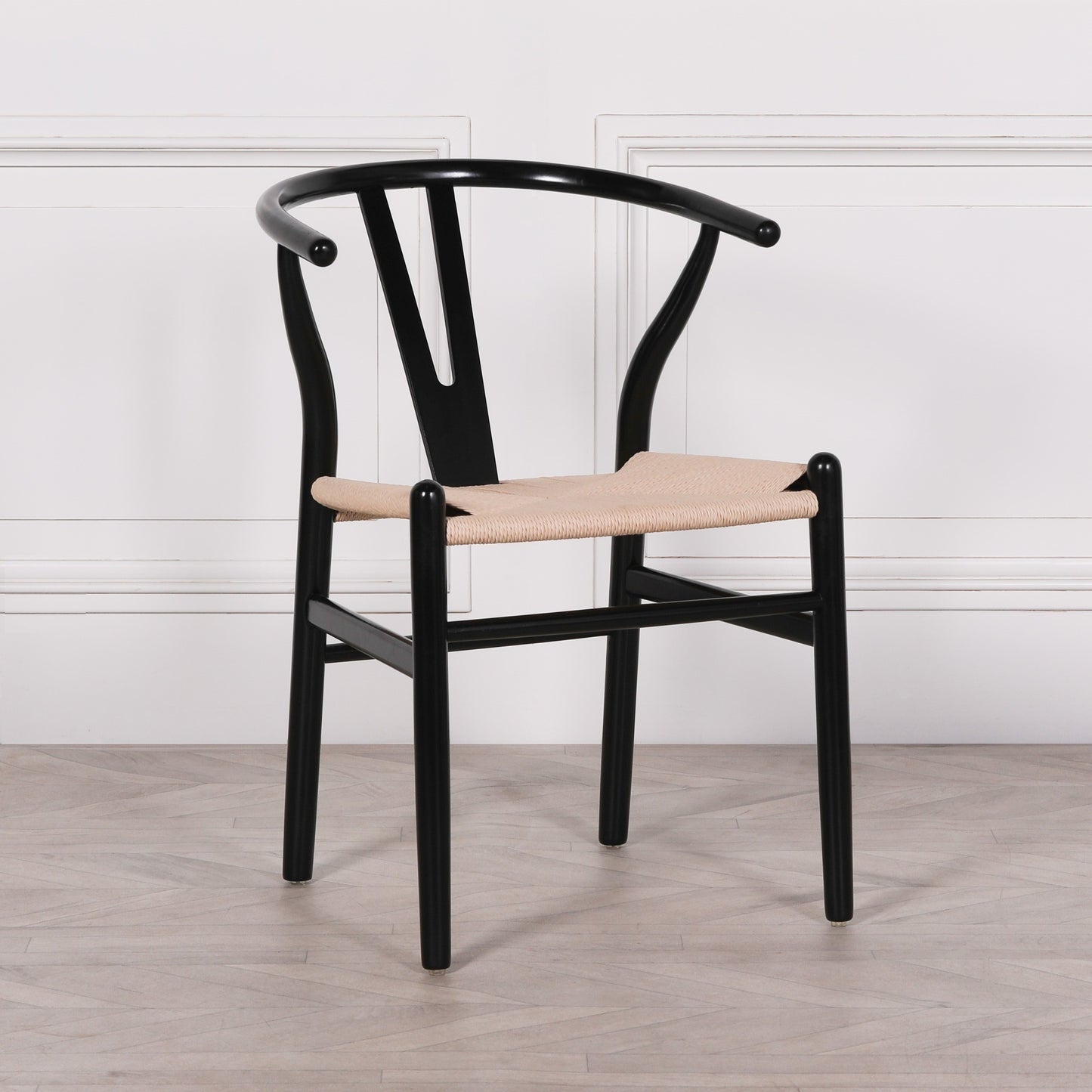 ֎Wishbone Black Painted Wooden Dining Chair